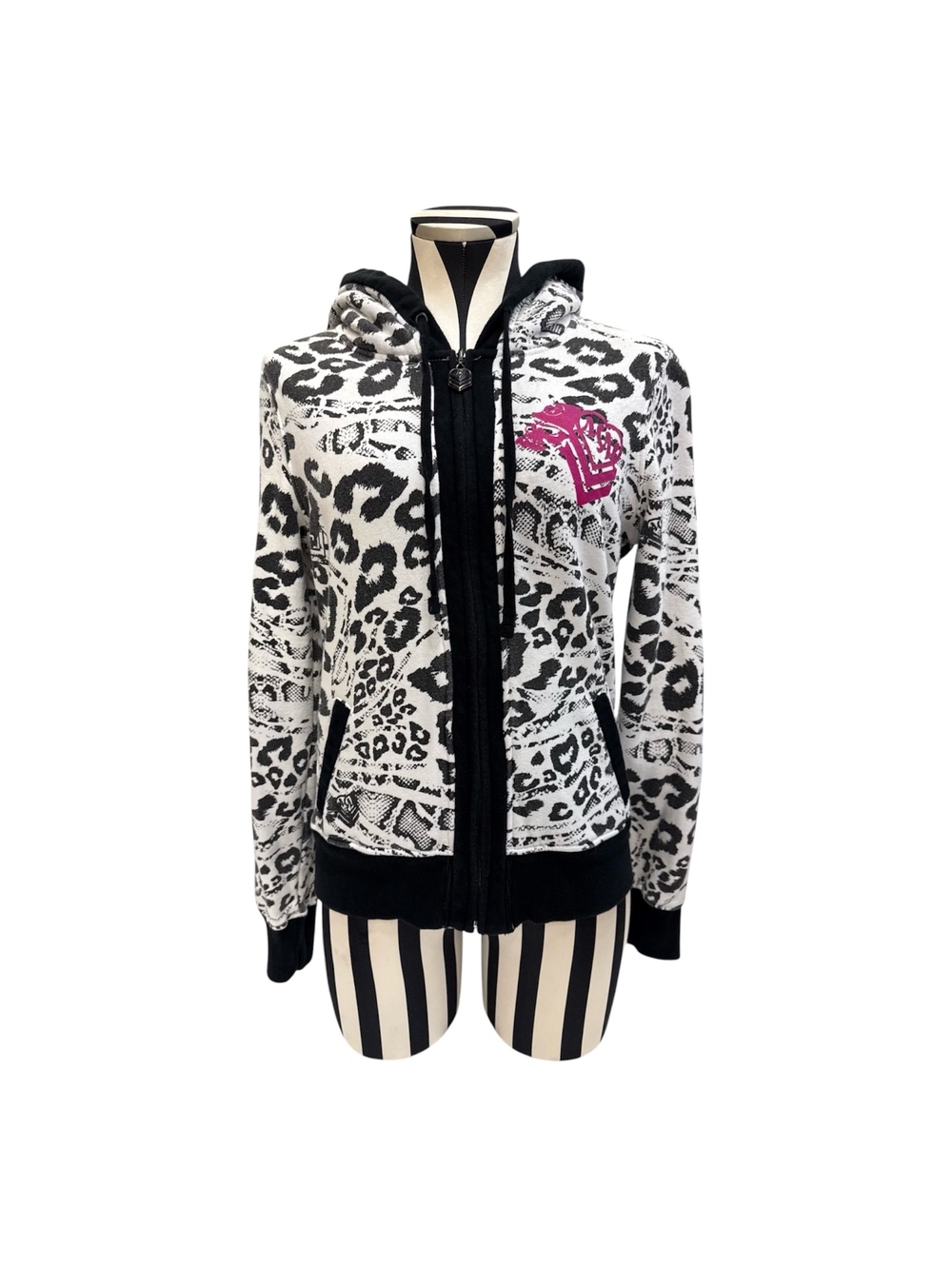 Metal Mulisha Leopard Print Fleece-Lined Zip-Up Hoodie